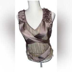 NWT Anthropologie RYU: Victorian Bridgerton Lace Satin Sleeveless Top Small